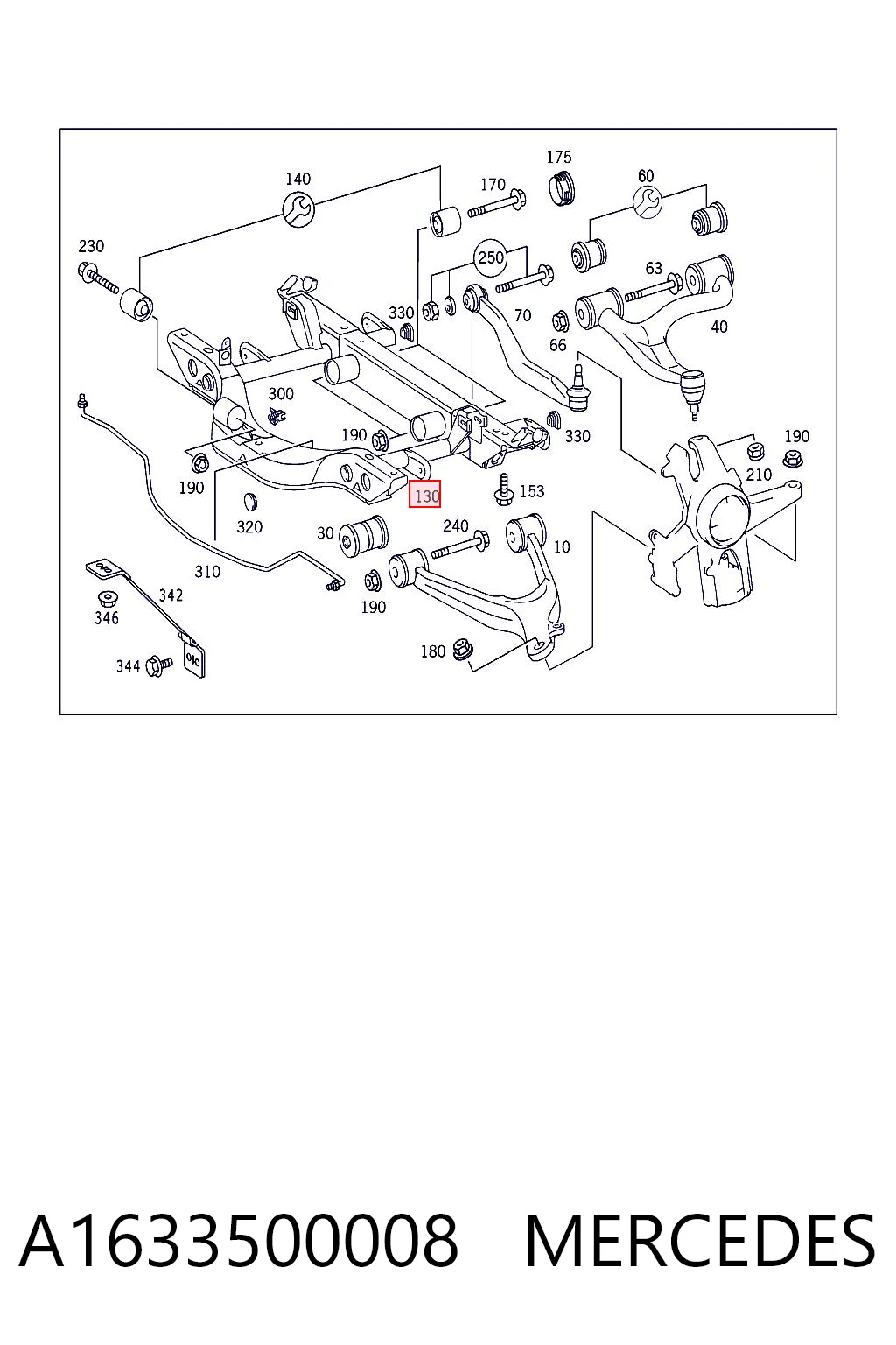 Viga de suspensão traseira (plataforma veicular) Mercedes ML/GLE  W163 ao melhor preço