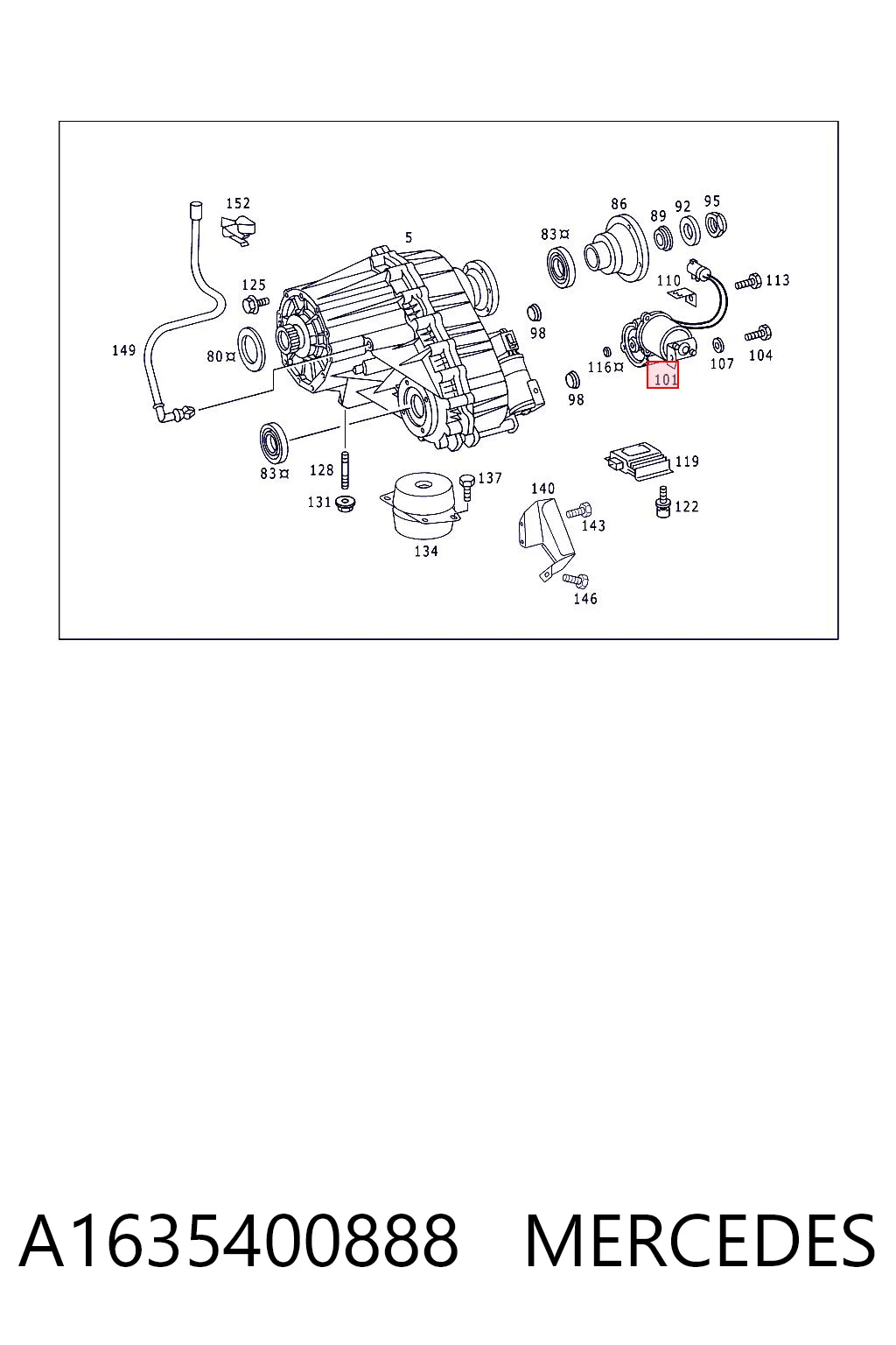 A1635400888 Mercedes Motor de controlo da caixa de transferência