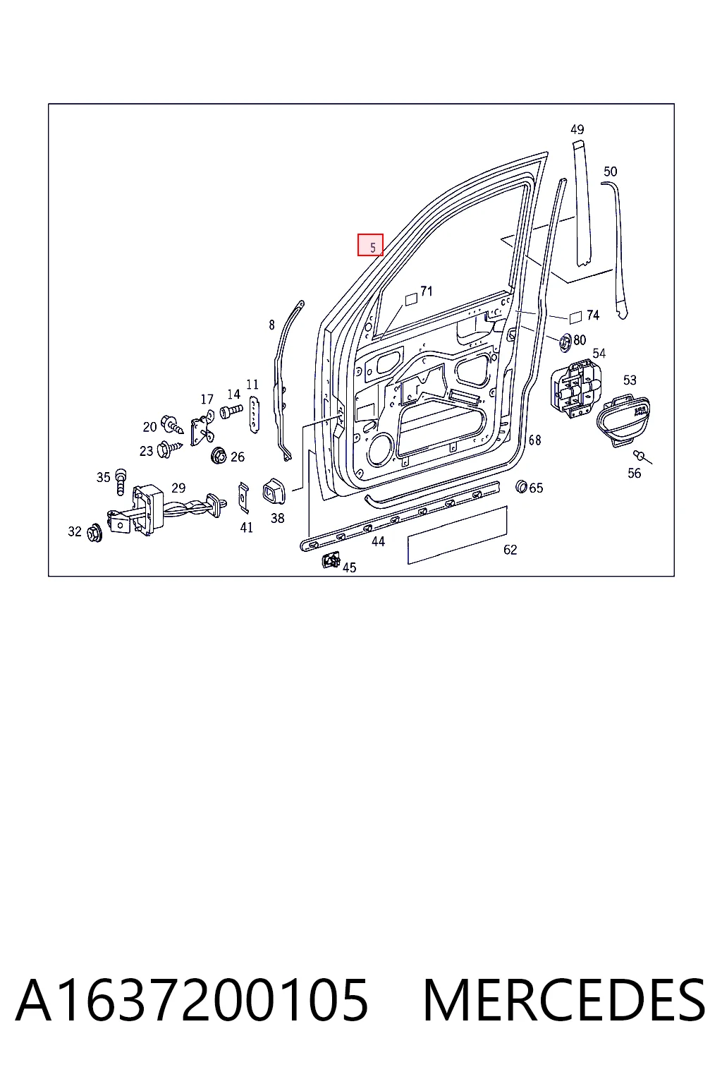 Porta dianteira esquerda para Mercedes ML/GLE  W163