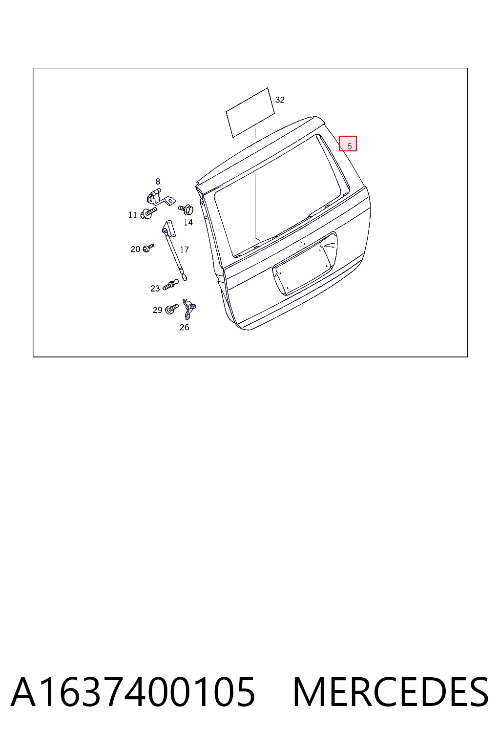 Porta traseira (3ª/5ª porta-malas (tampa de alcapão) para Mercedes ML/GLE  W163