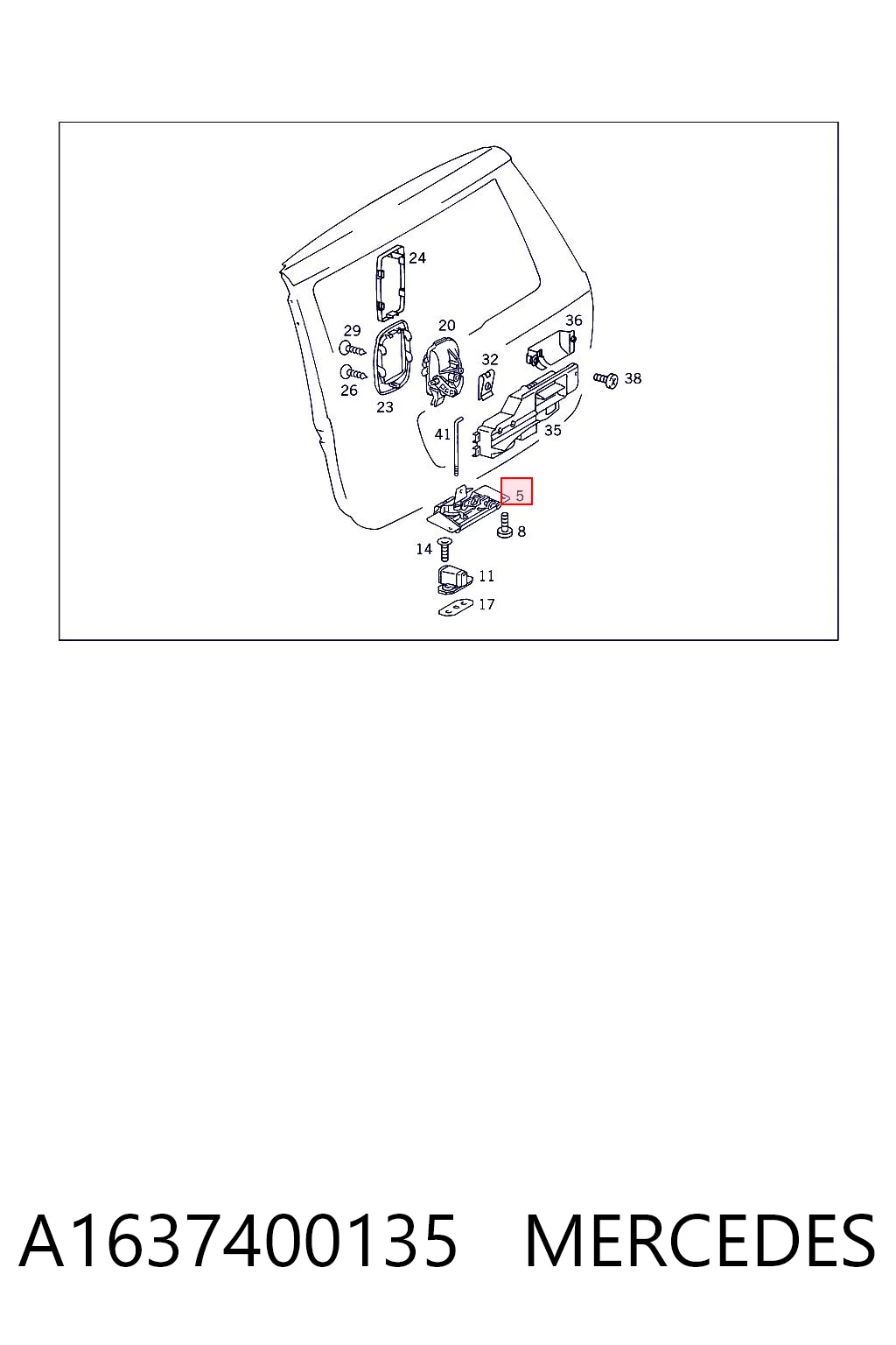  Fecho de tampa de porta-malas (de 3ª/5ª porta traseira) Mercedes ML/GLE SUV (W163) (1998 - 2005) 