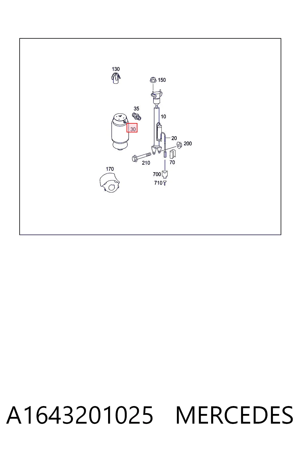 A1643201025 Mercedes Coxim pneumático (suspensão de lâminas pneumática) do eixo traseiro