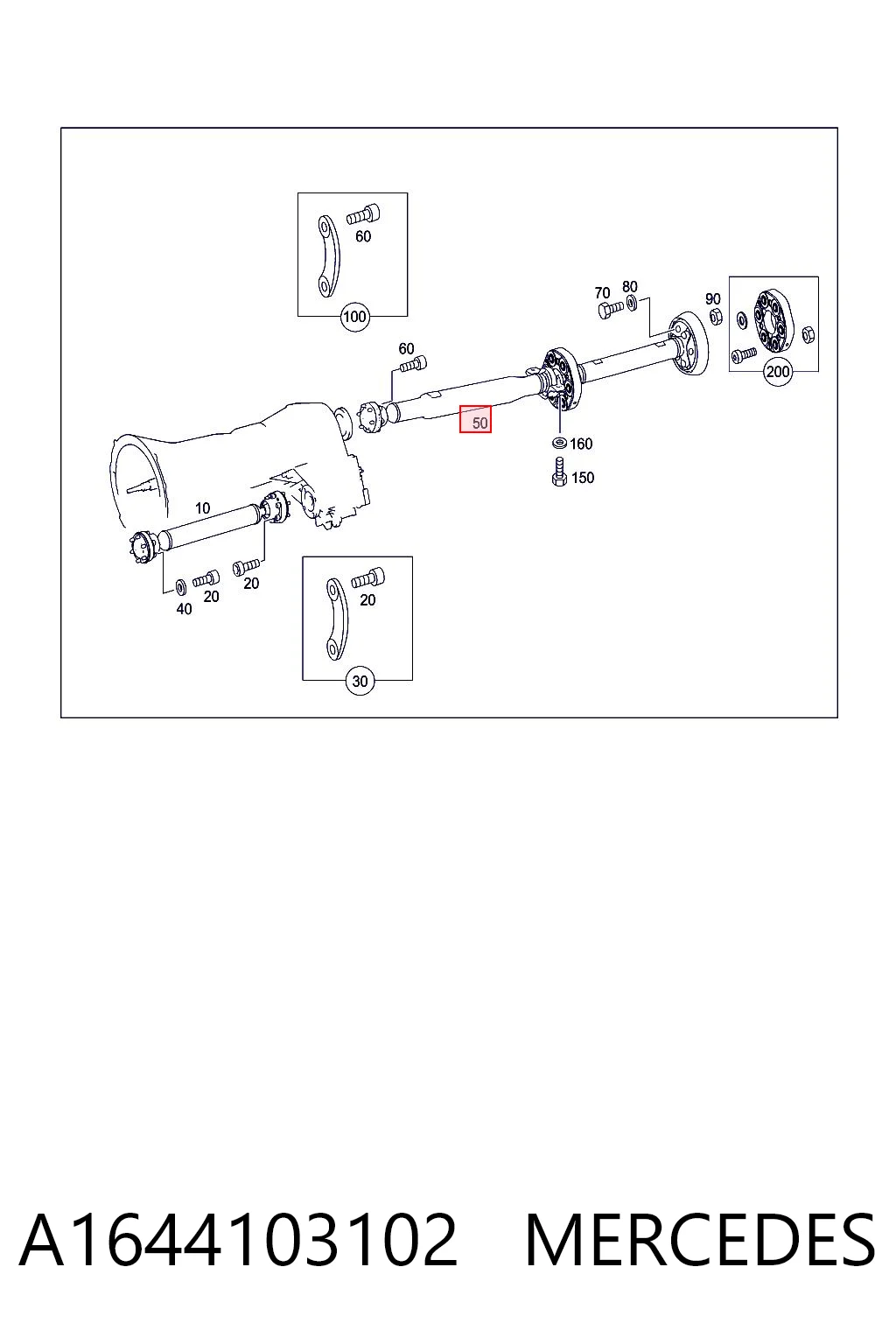 A1644103102 Mercedes Junta universal traseira montada