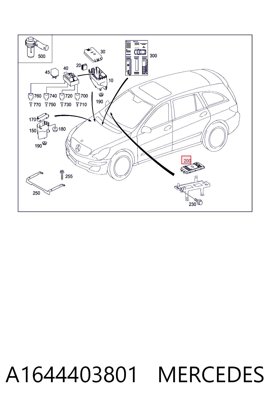 A1644403801 Mercedes Unidade de controlo de sinais SAM