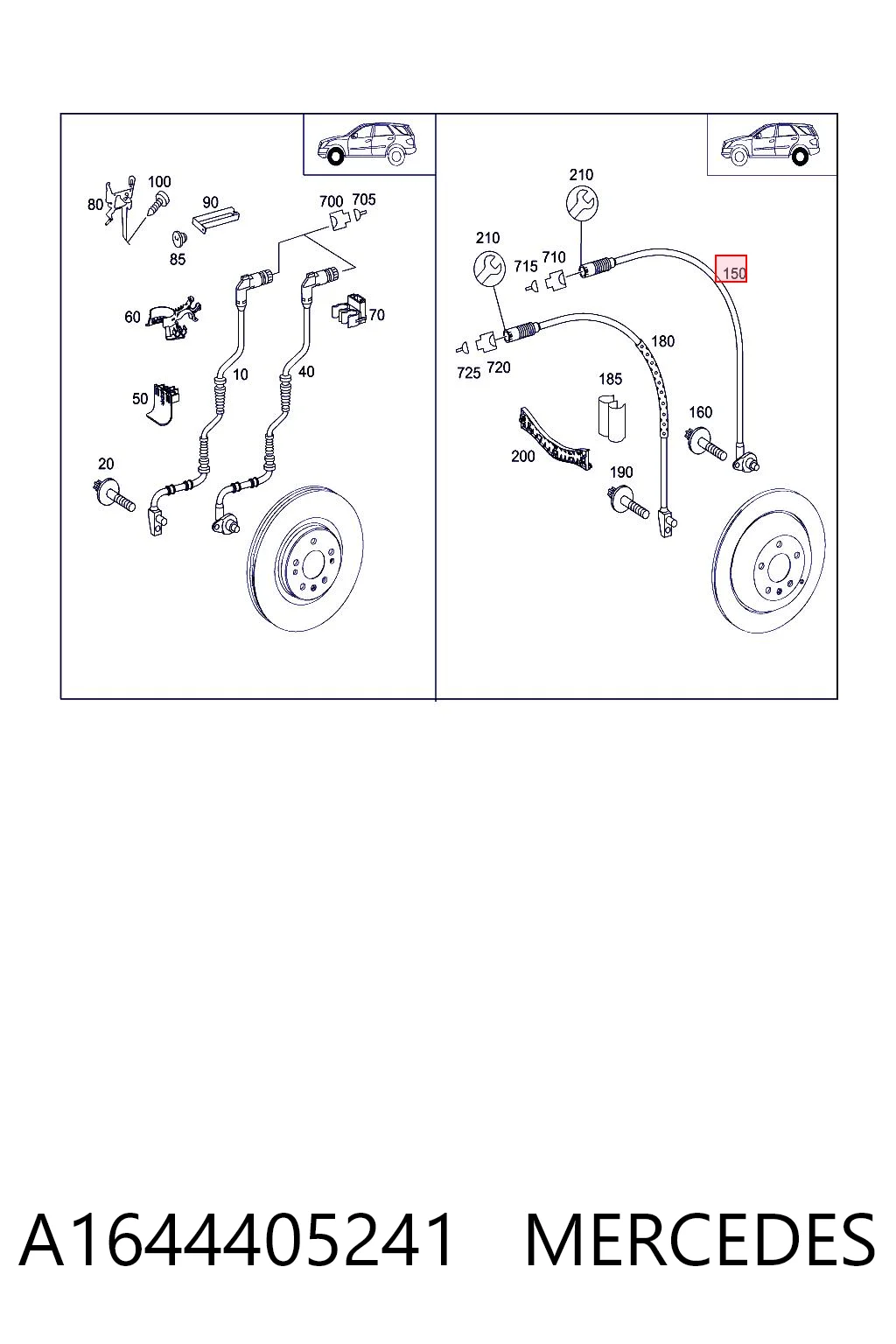A1644405241 Mercedes Sensor ABS traseiro