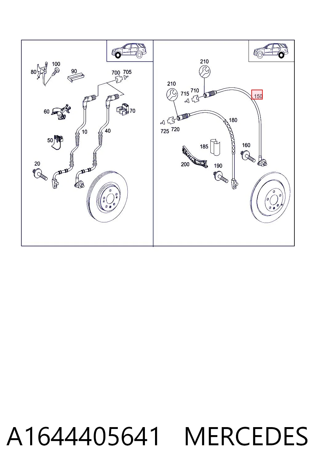 A1644405641 Mercedes Sensor ABS traseiro