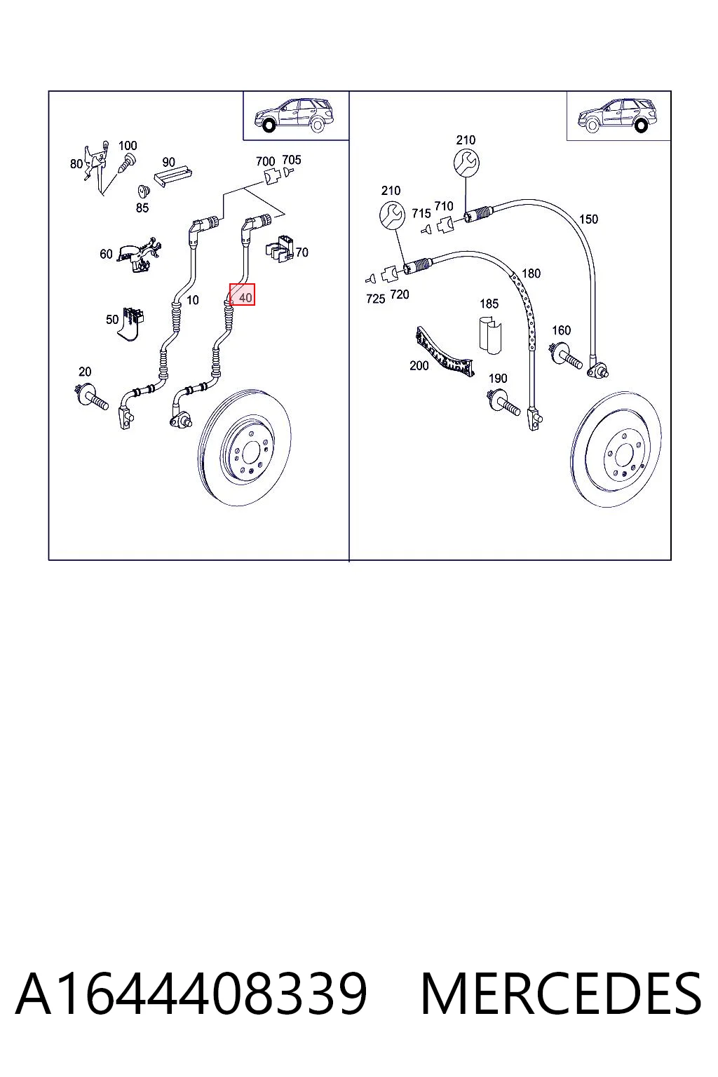 A1644408339 Mercedes Sensor dianteiro de ABS
