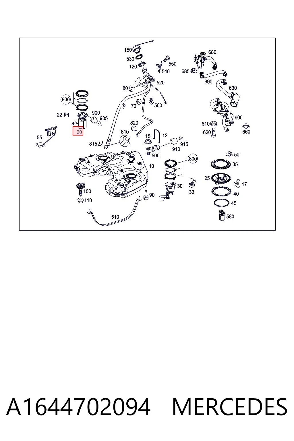 A1644702094 Mercedes Módulo de bomba de combustível com sensor do nível de combustível