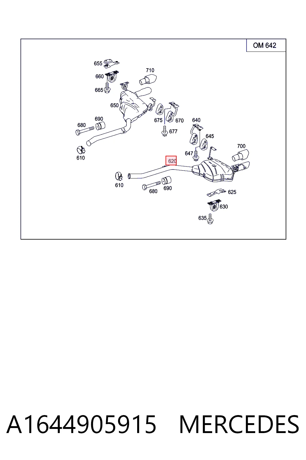 Silenciador, parte traseira para Mercedes ML/GLE  W164