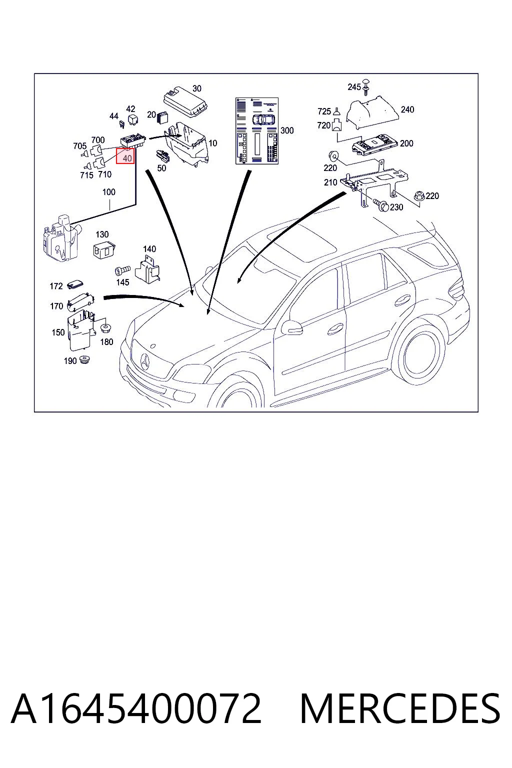 A1645400072 Mercedes Unidade de dispositivos de segurança