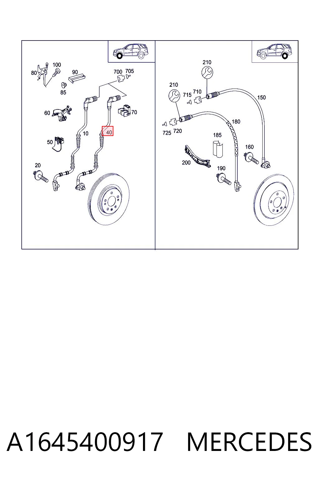 A1645400917 Mercedes Sensor dianteiro de ABS