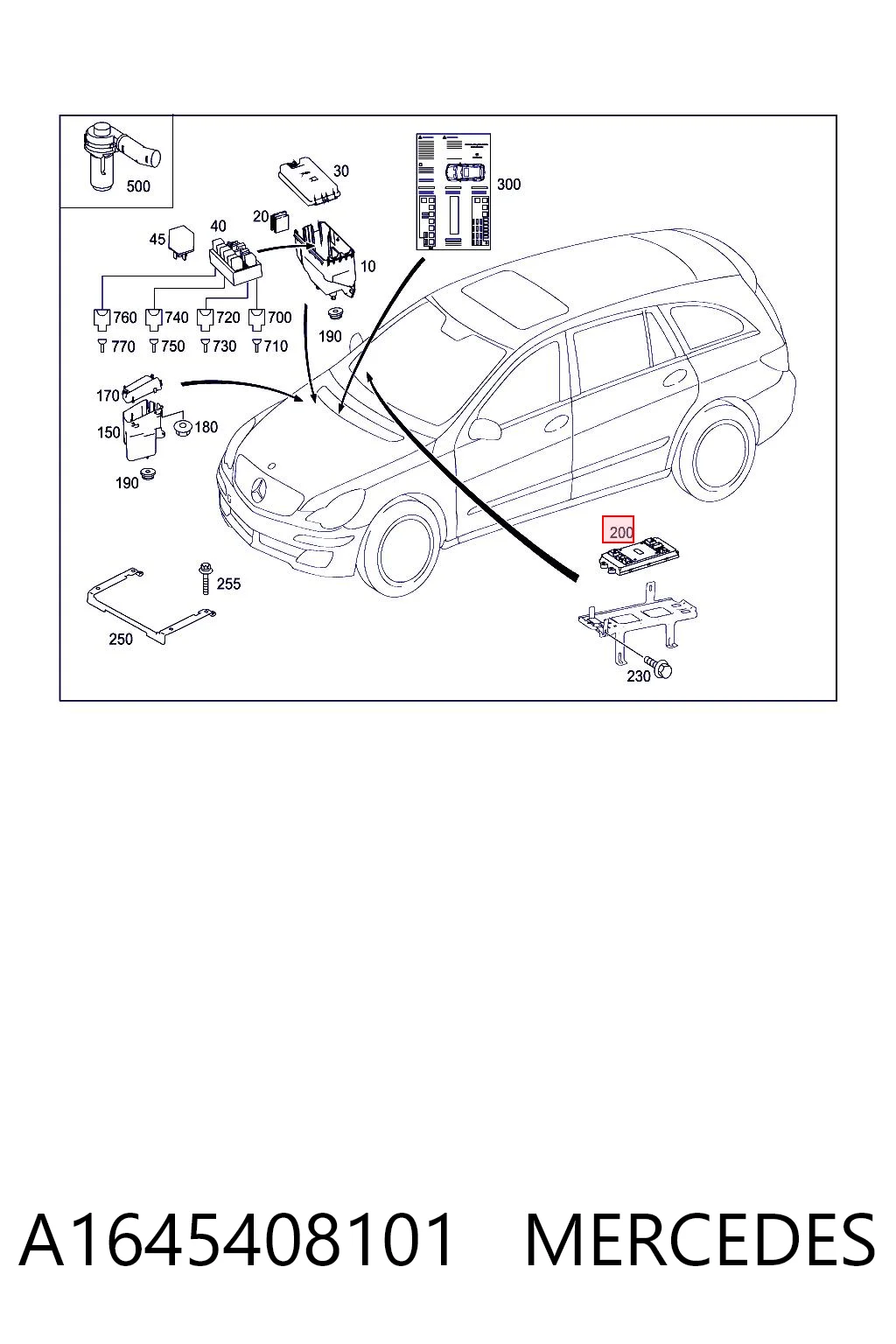 A1645408101 Mercedes Unidade de controlo de sinais SAM