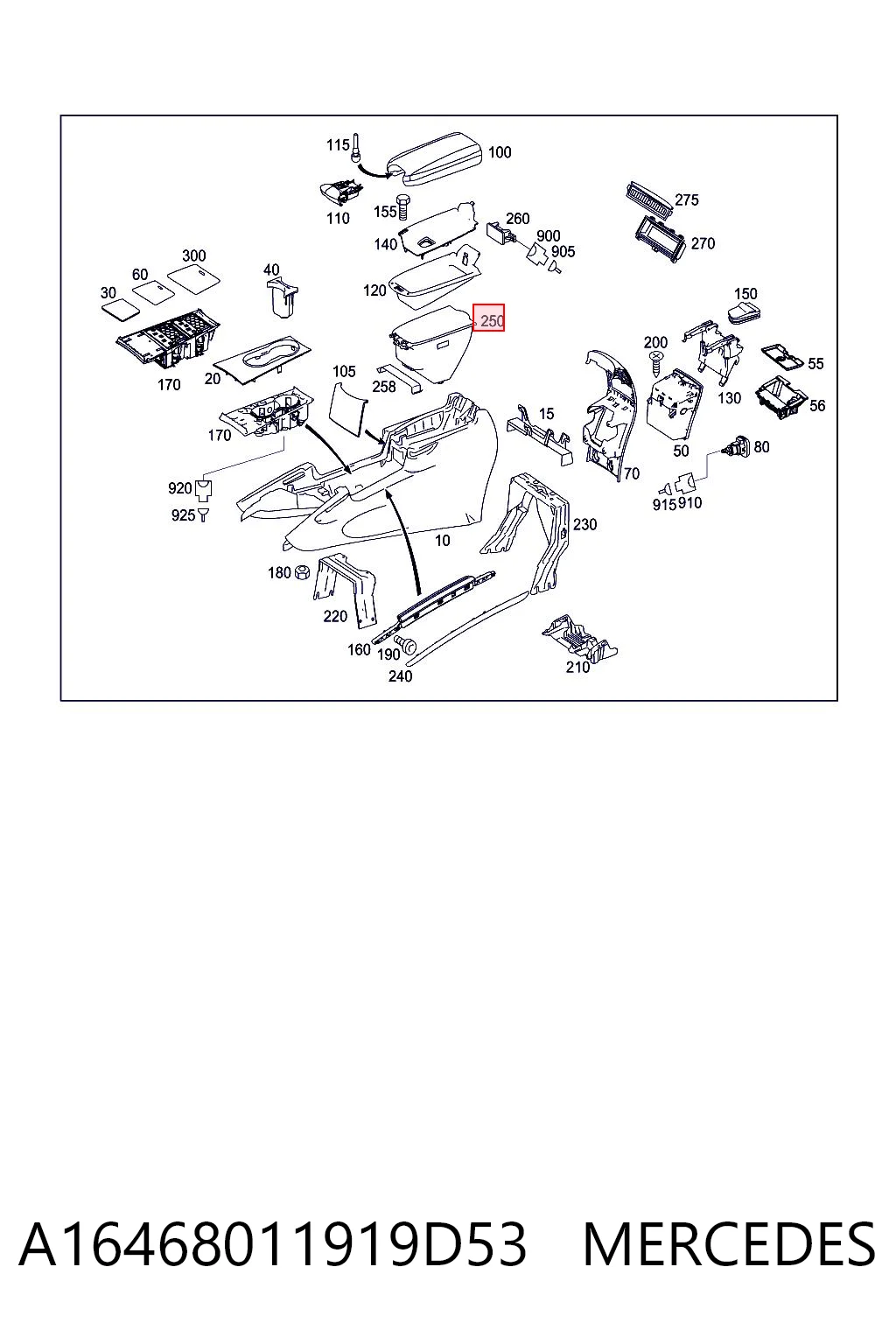 Braço de consola central Mercedes ML/GLE  W164 ao melhor preço