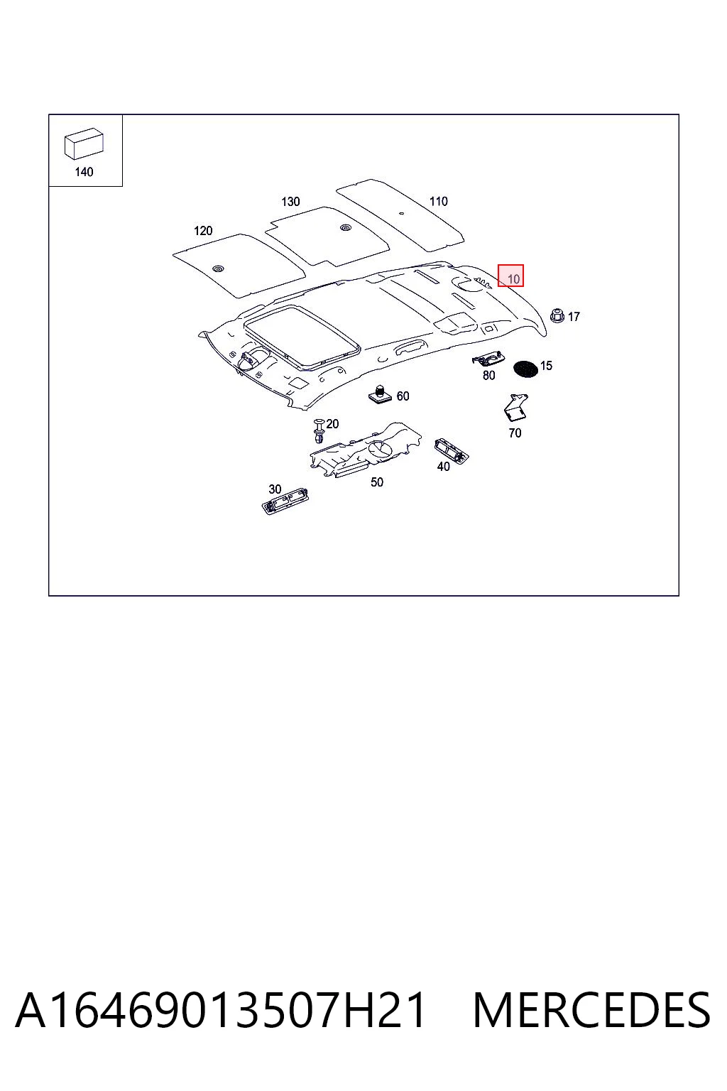 Revestimento do teto Mercedes GL  X164 ao melhor preço