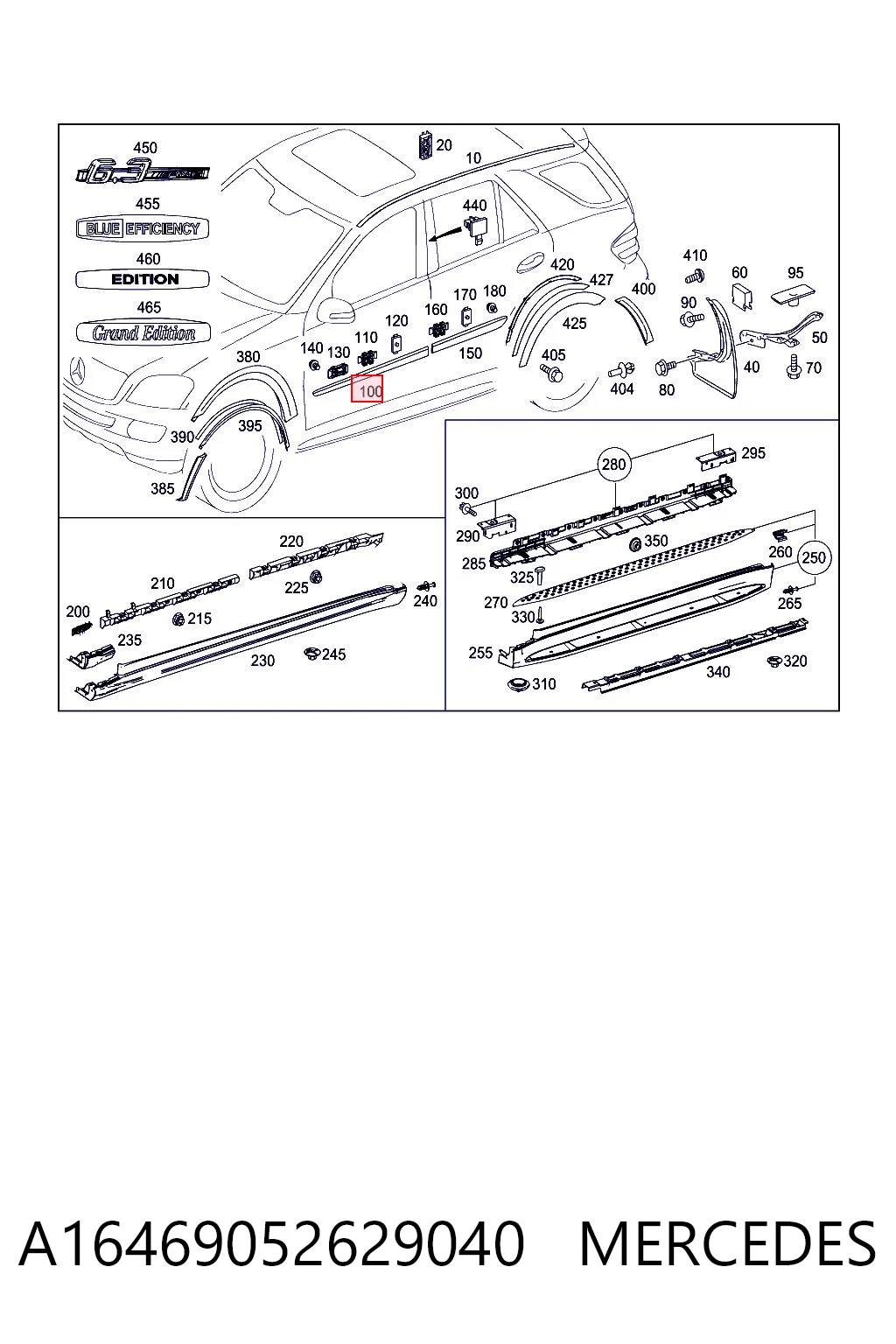 Consola do pára-choque dianteiro para Mercedes ML/GLE  W164