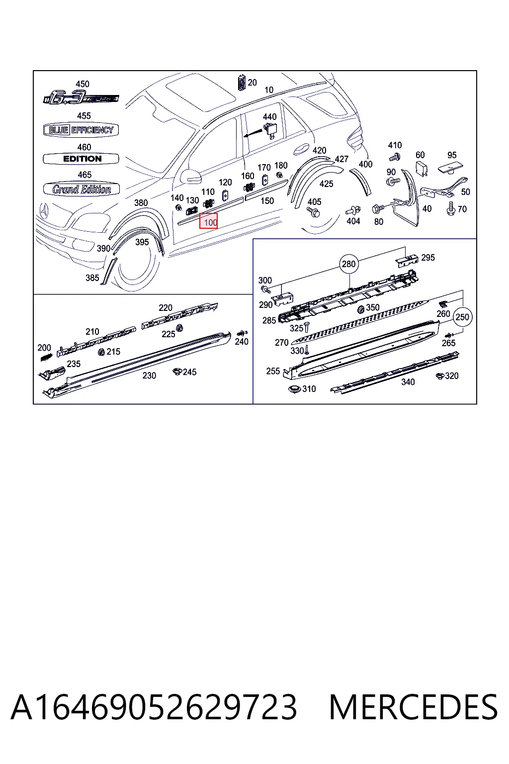  Consola do pára-choque dianteiro Mercedes ML/GLE SUV (W164) (2005 - 2011) 
