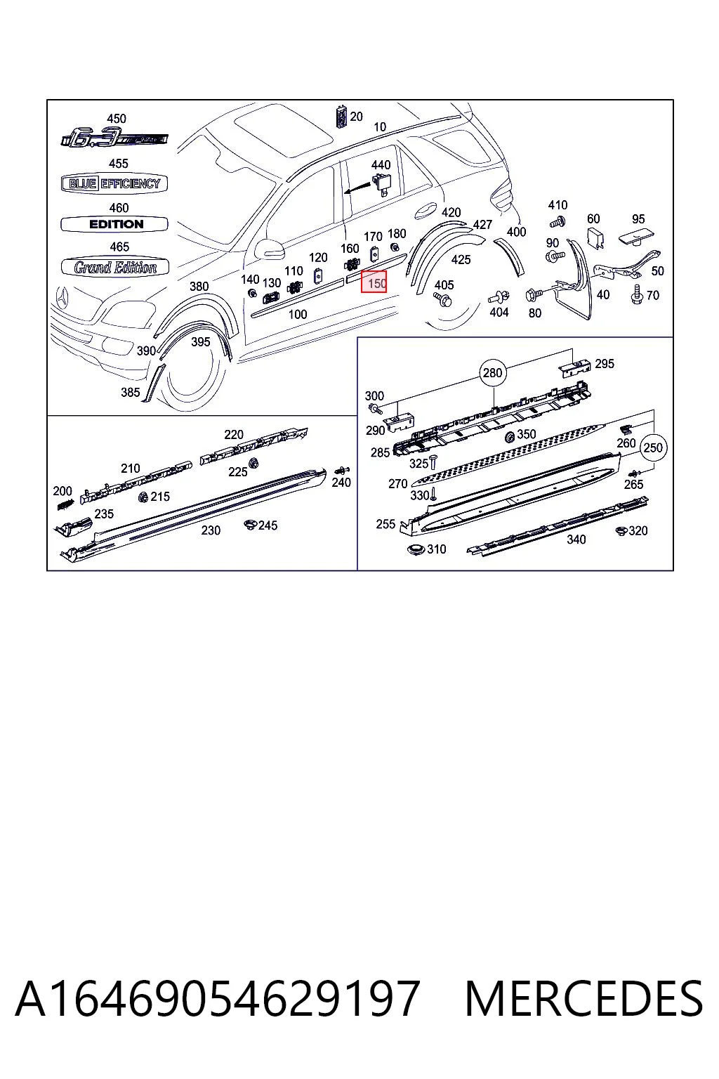 Compre A16469054629999 Mercedes Moldura da porta traseira direita