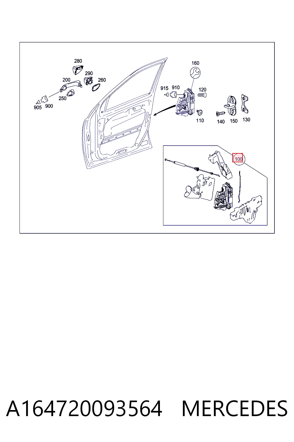  Fecho da porta dianteira esquerda Mercedes ML/GLE SUV (W164) (2005 - 2011) 