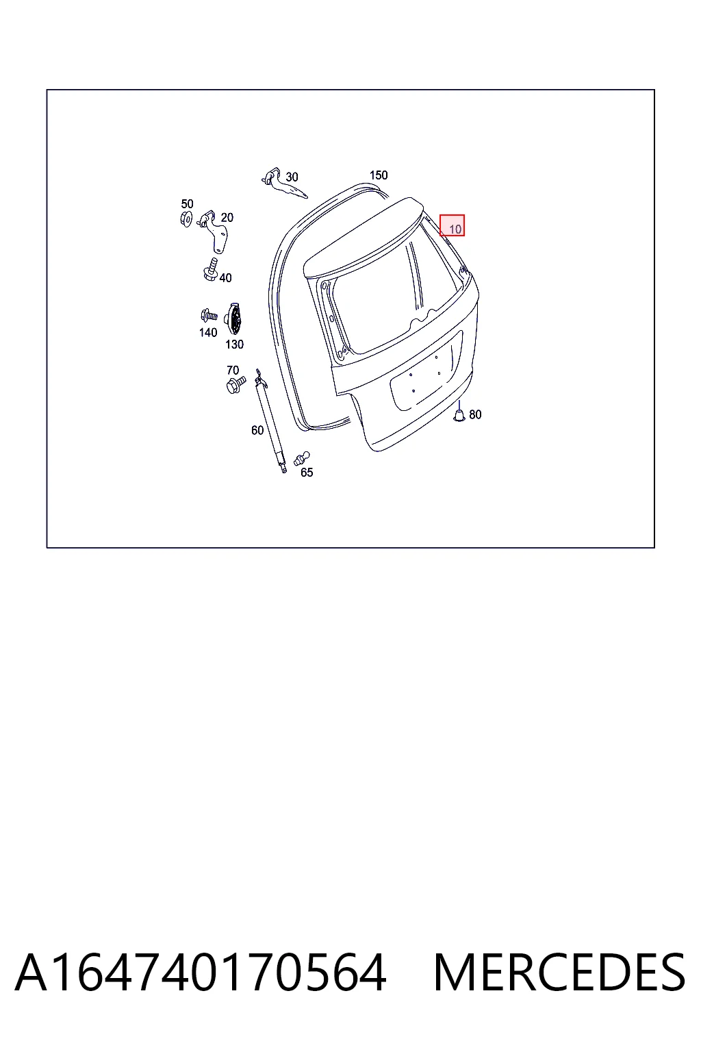 Porta traseira (3ª/5ª porta-malas (tampa de alcapão) para Mercedes GL  X164