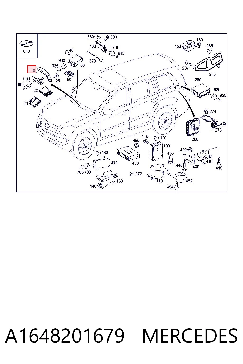 Mostrador multifuncional para Mercedes GL  X164