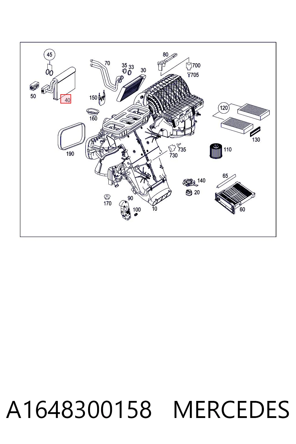 Vaporizador de aparelho de ar condicionado para Mercedes ML/GLE  W164