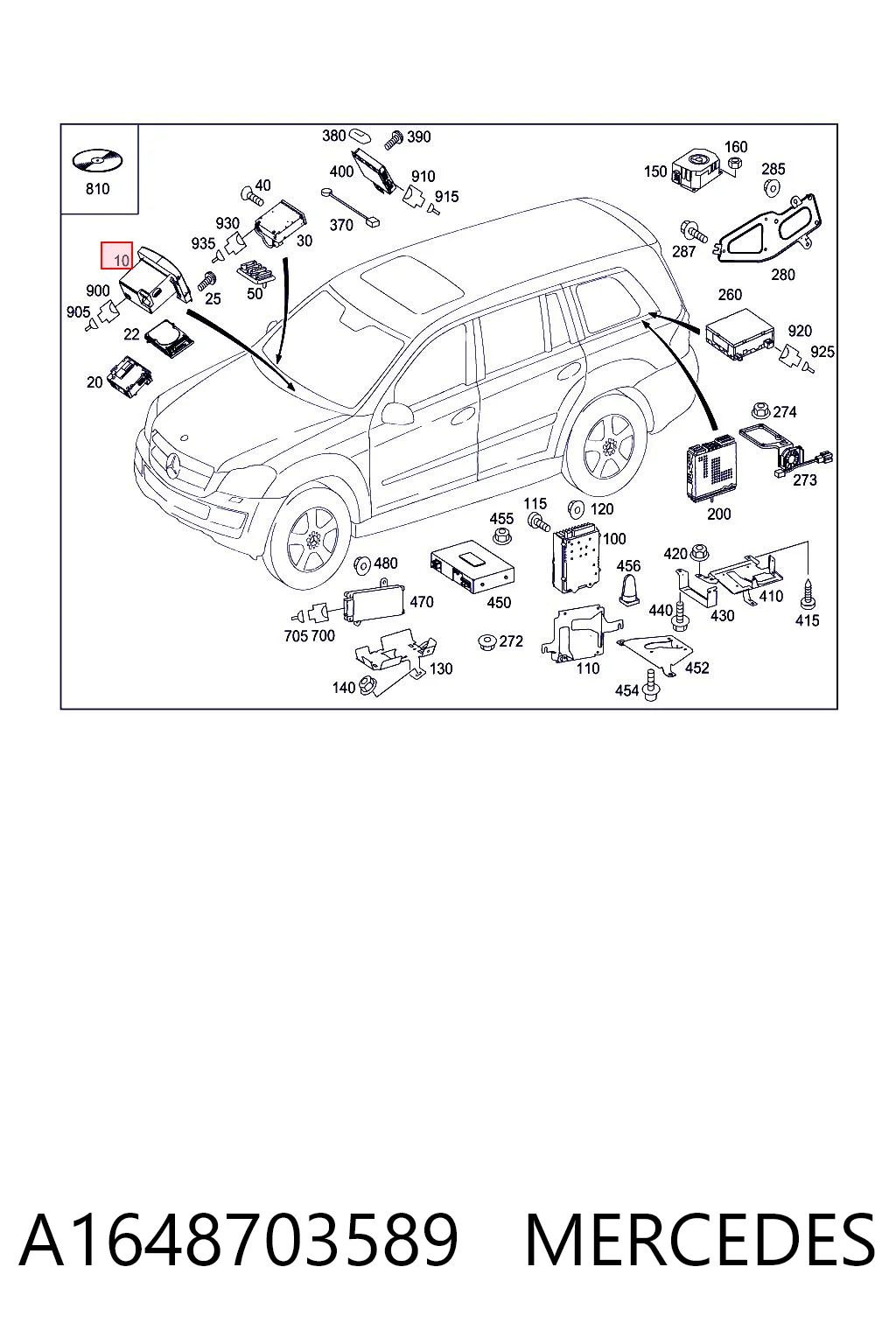  Mostrador multifuncional Mercedes GL SUV (X164) (2006 - 2012) 