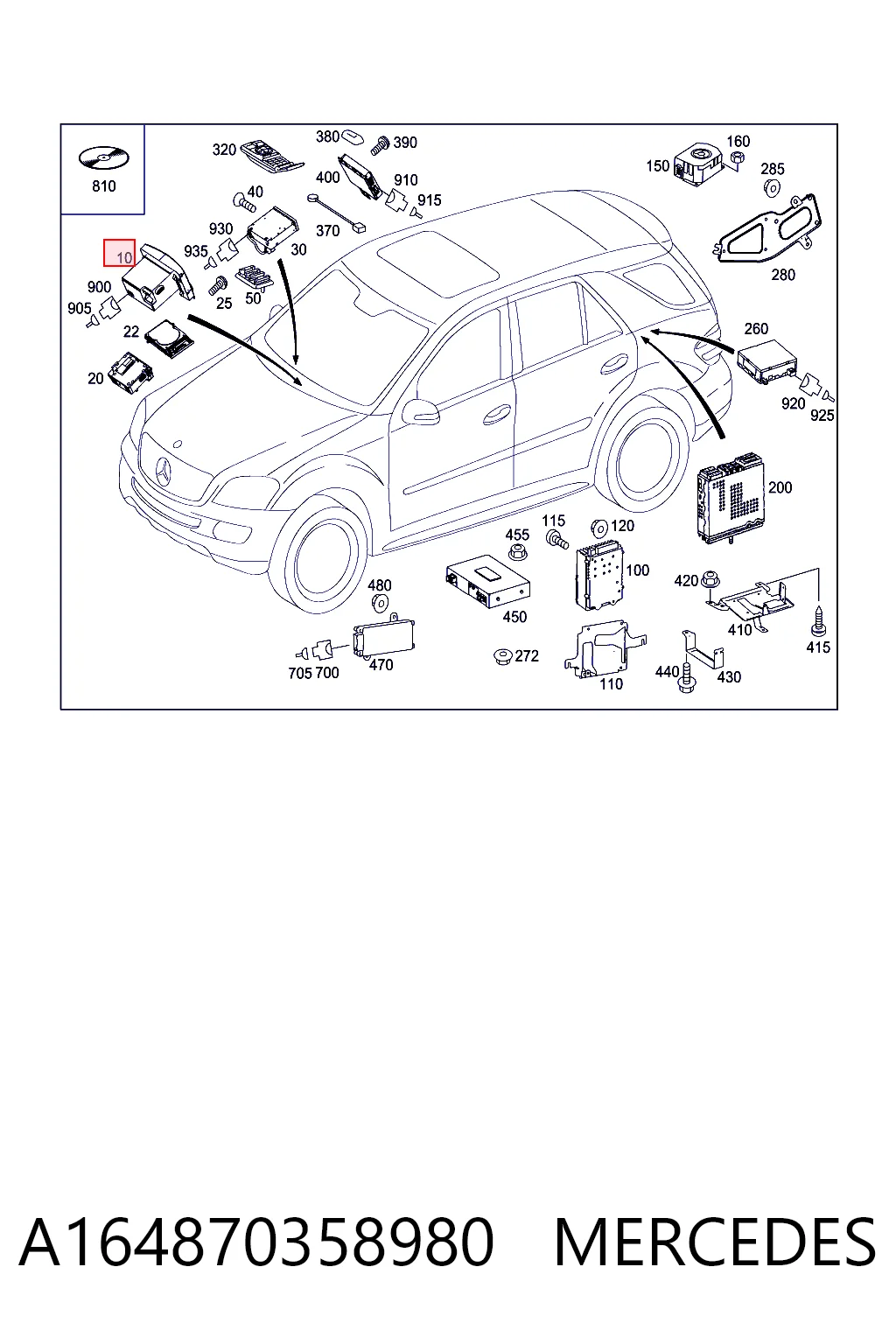 Mostrador multifuncional para Mercedes ML/GLE  W164