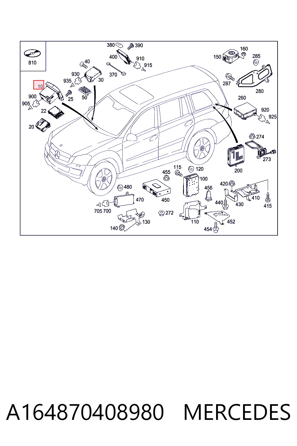 Mostrador multifuncional Mercedes ML/GLE  W164