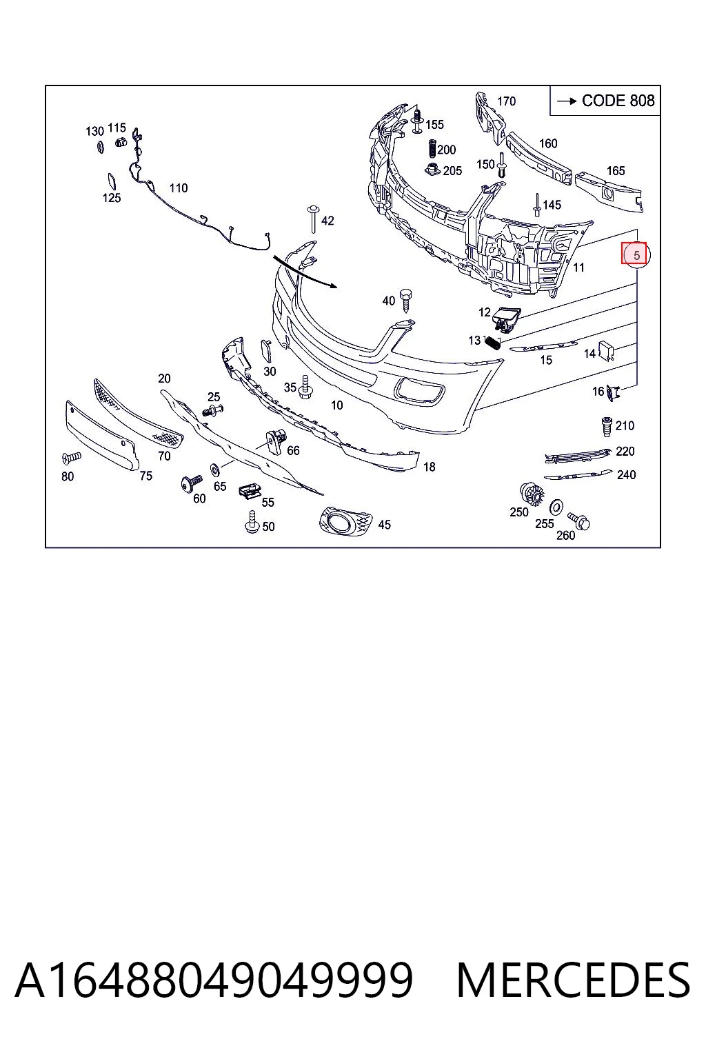 Pára-choque dianteiro para Mercedes ML/GLE  W164