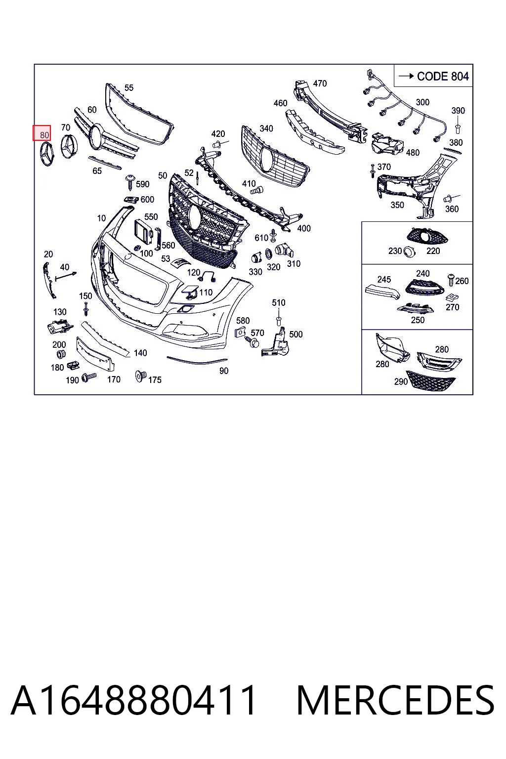A1648880411 Mercedes Emblema de grelha do radiador
