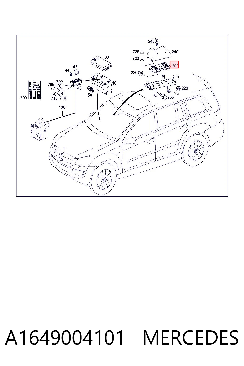 A1649004101 Mercedes Unidade de controlo de sinais SAM