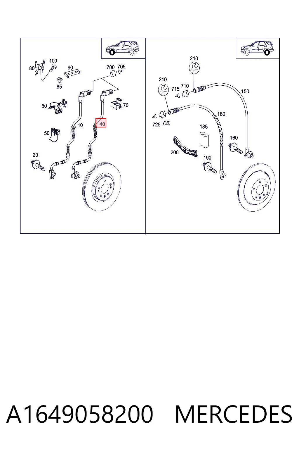 A1649058200 Mercedes Sensor dianteiro de ABS