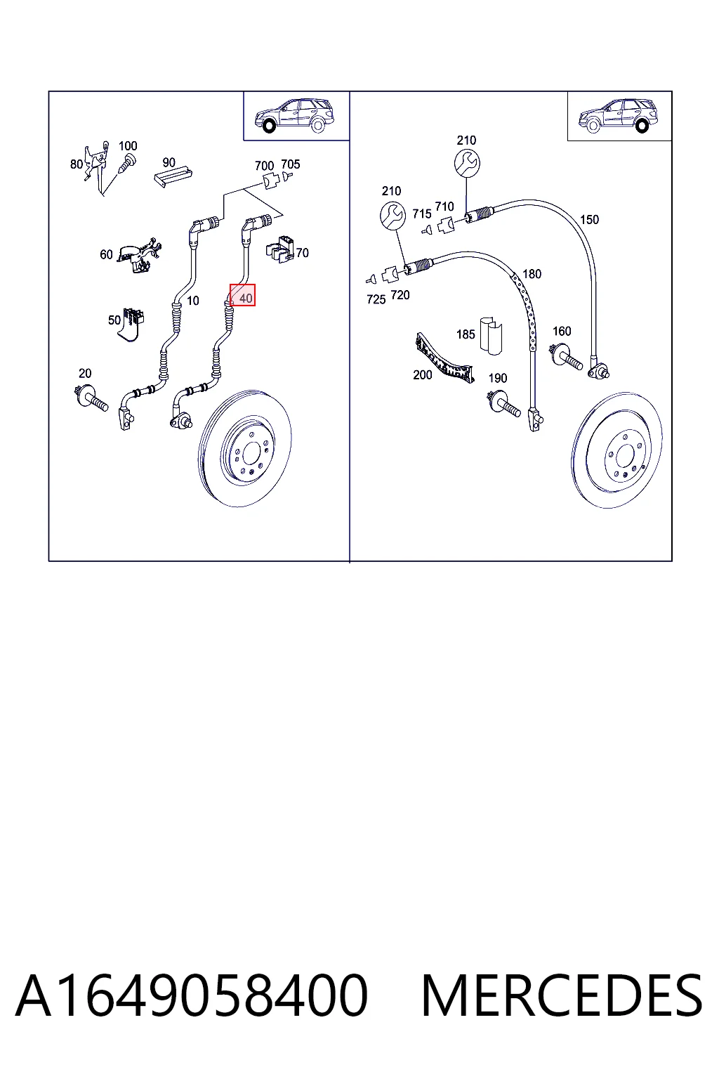 A1649058400 Mercedes Sensor dianteiro de ABS