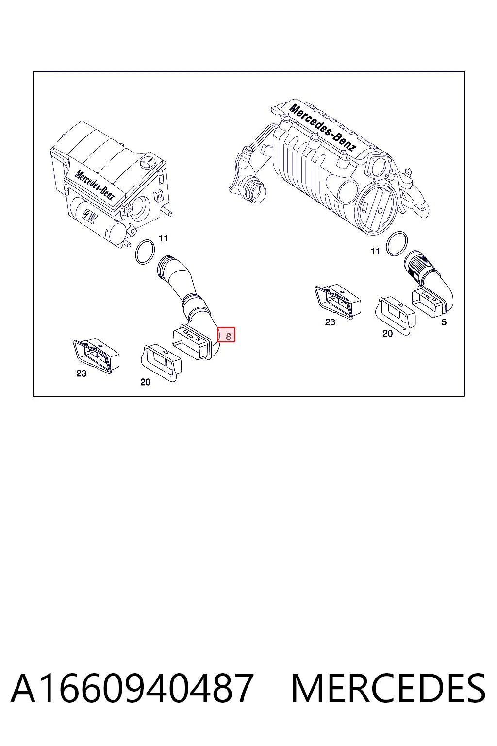 A1660940487 Mercedes Tomada de ar de filtro de ar