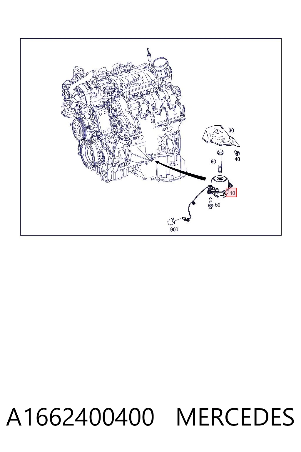 A1662400400 Mercedes Coxim (suporte) direito de motor