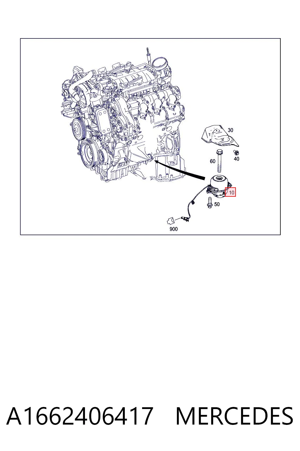 A1662406417 Mercedes Coxim (suporte) esquerdo de motor