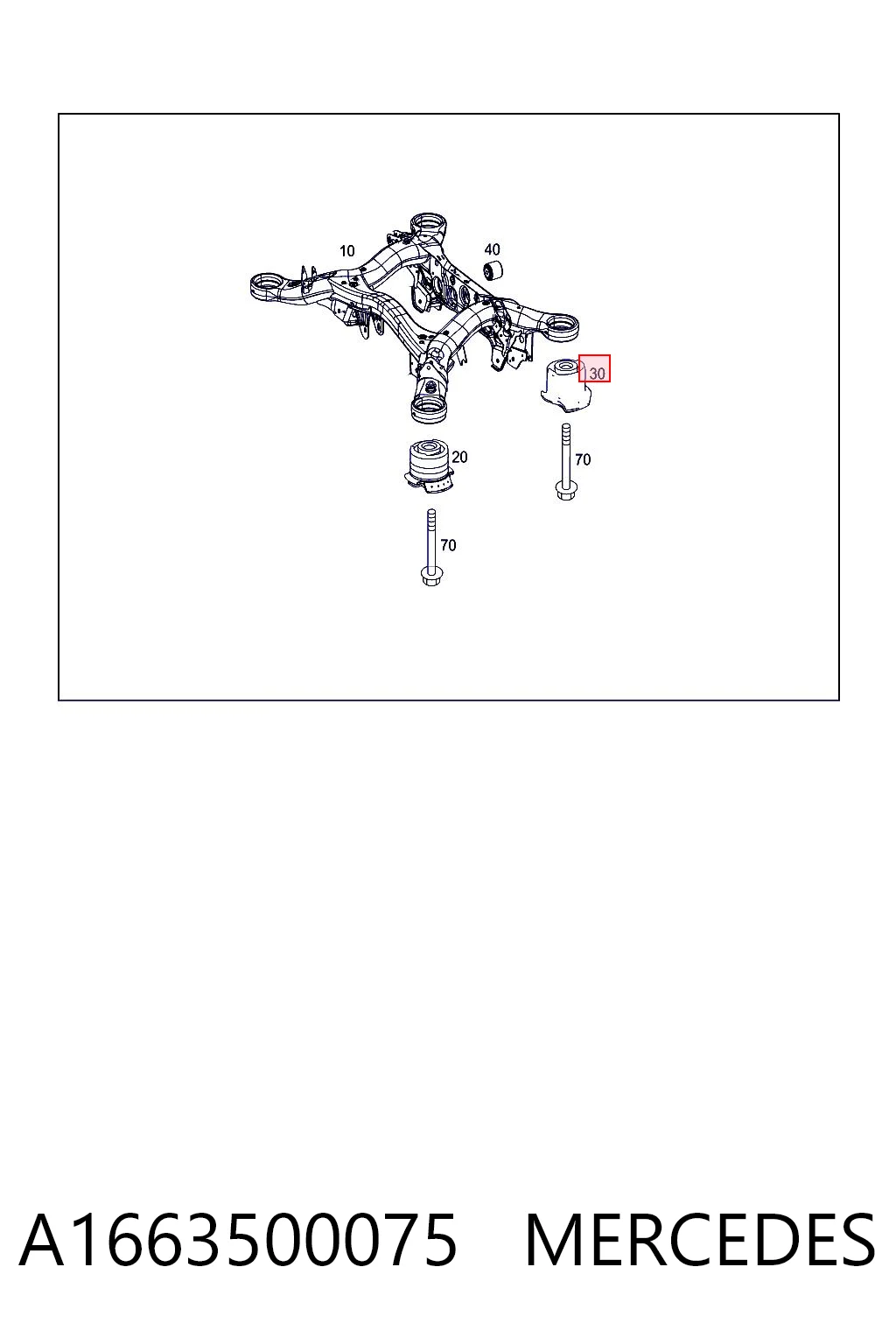  Bloco silencioso de viga traseira (de plataforma veicular) Mercedes ML/GLE SUV (W164) (2005 - 2011) 