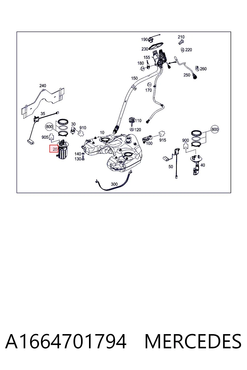 A1664701794 Mercedes Módulo de bomba de combustível com sensor do nível de combustível