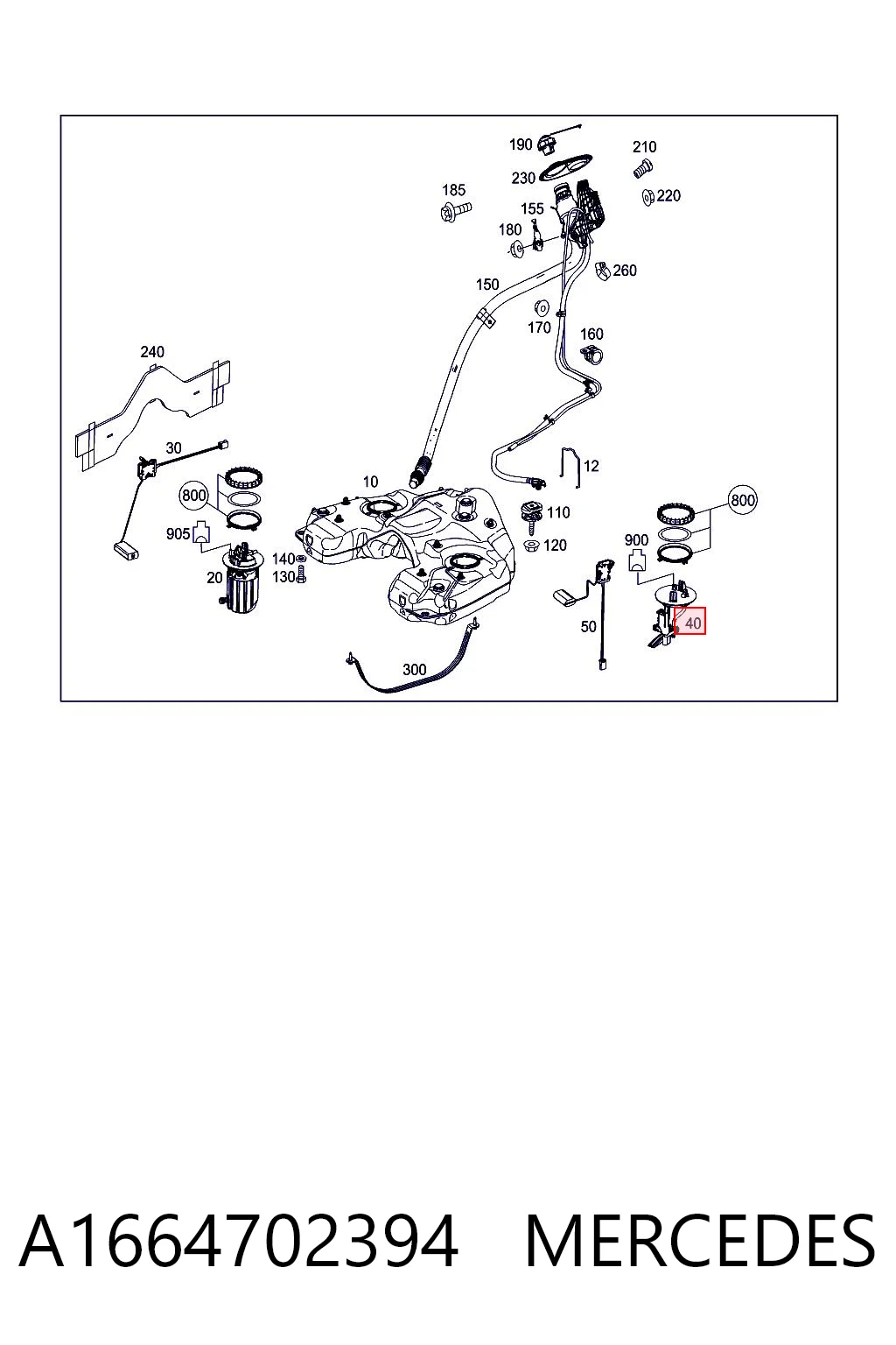 A1664702394 Mercedes Sensor esquerdo do nível de combustível no tanque