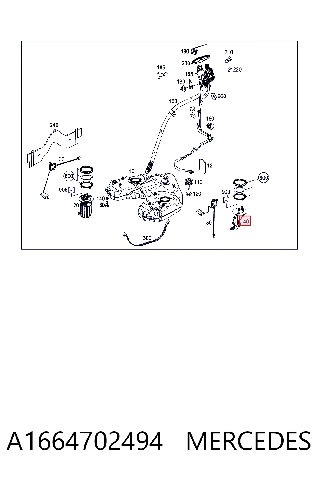 A1664702494 Mercedes Sensor esquerdo do nível de combustível no tanque