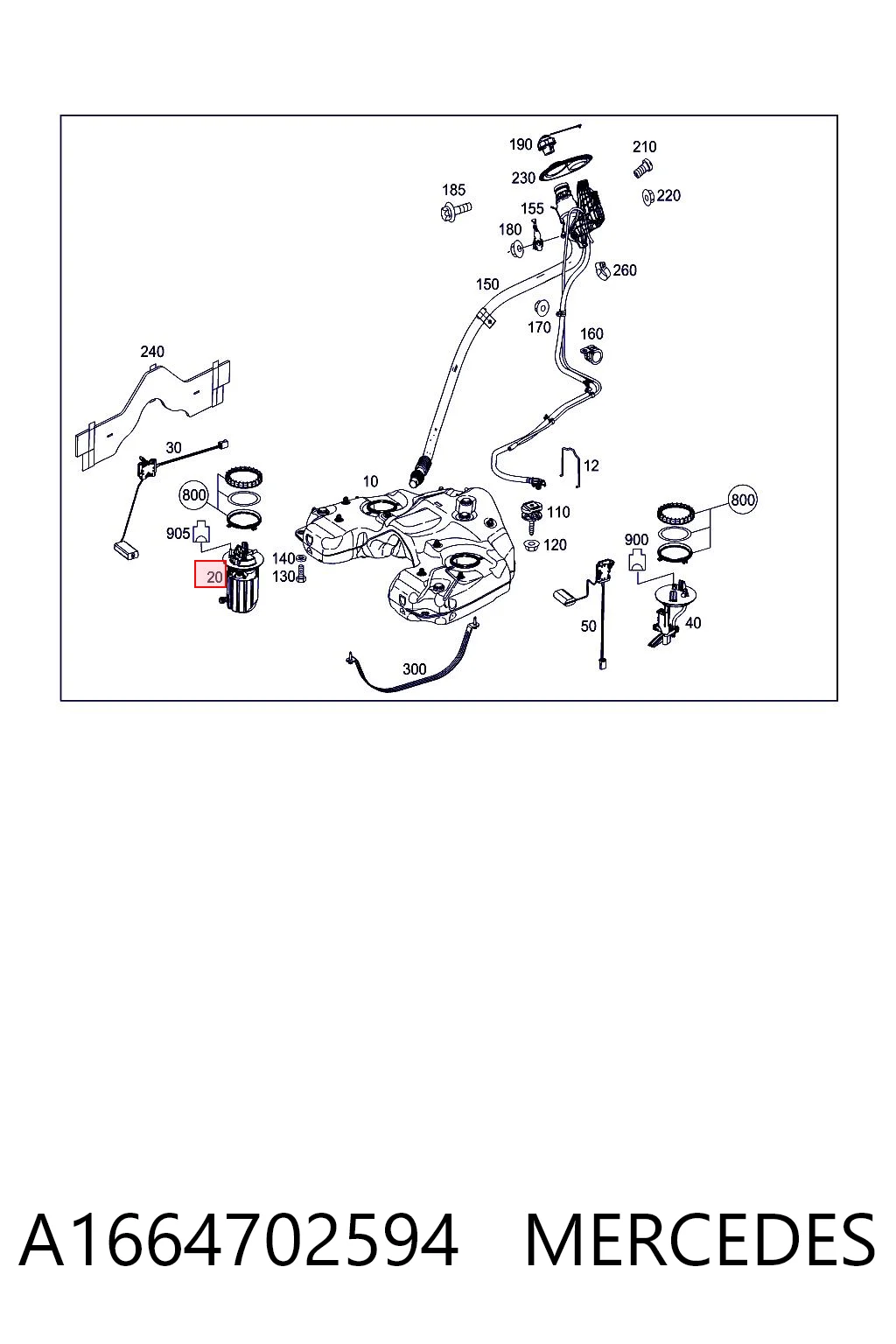 A1664702594 Mercedes Módulo de bomba de combustível com sensor do nível de combustível