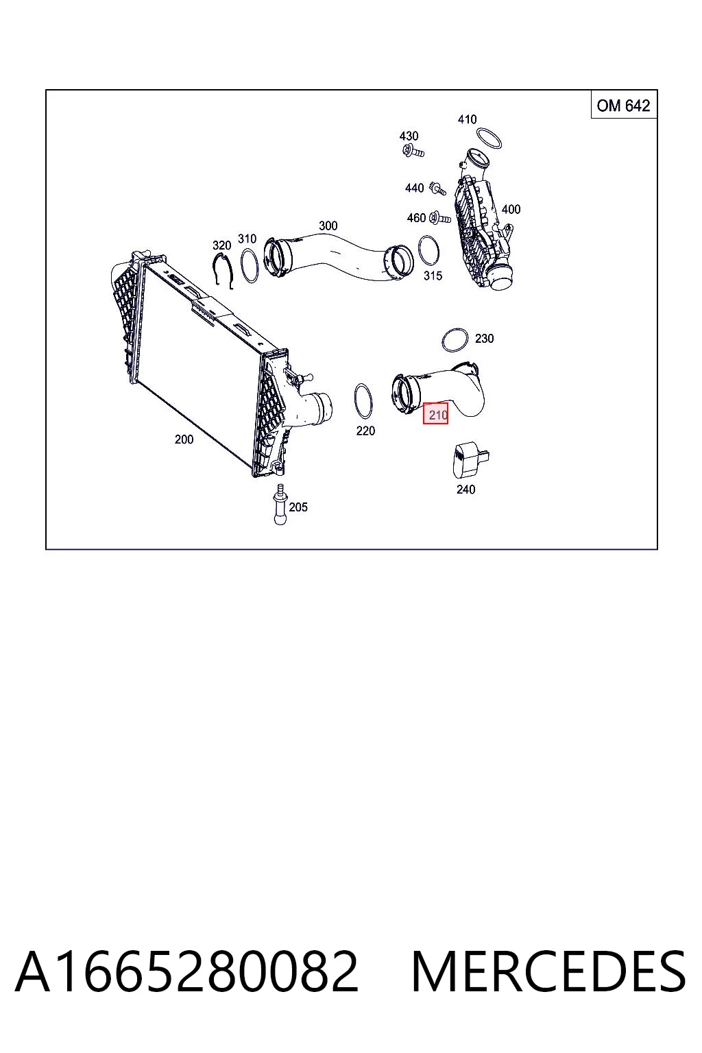 A1665280082 Mercedes Mangueira (cano derivado) de intercooler
