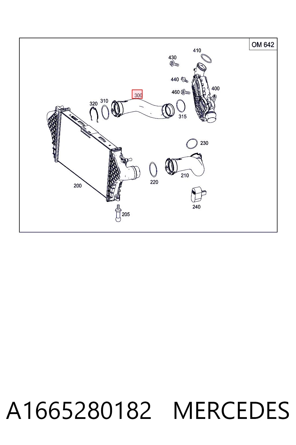 A1665280182 Mercedes Mangueira (cano derivado) de intercooler