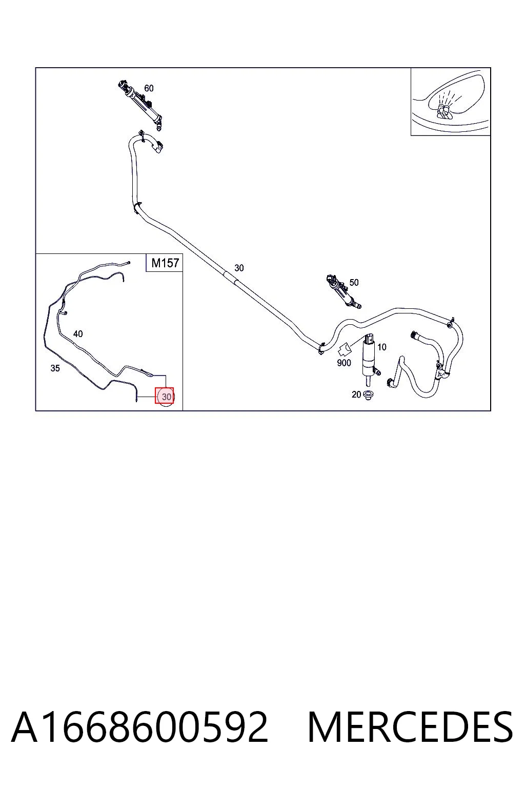 A1668600592 Mercedes Mangueira de fluido para lavador das luzes