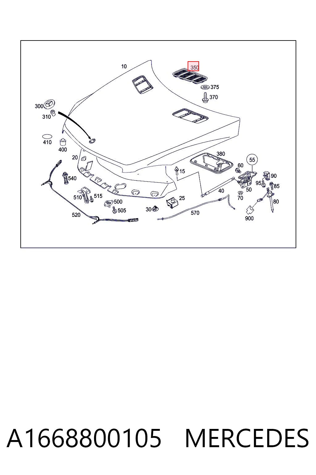 A1668800105 Mercedes Grelha da capota