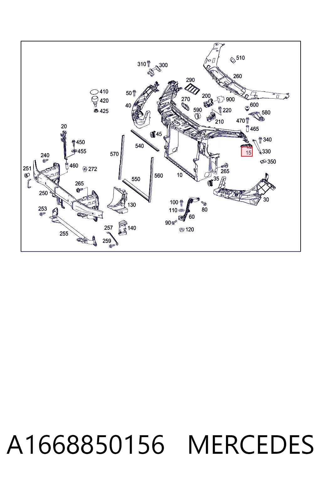 A1668850156 Mercedes Consola (adaptador) de fixação da luz dianteira direita