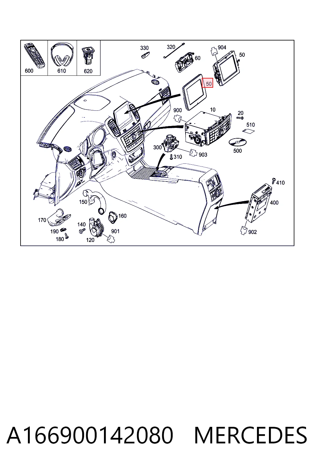 Mostrador multifuncional para Mercedes ML/GLE  W166