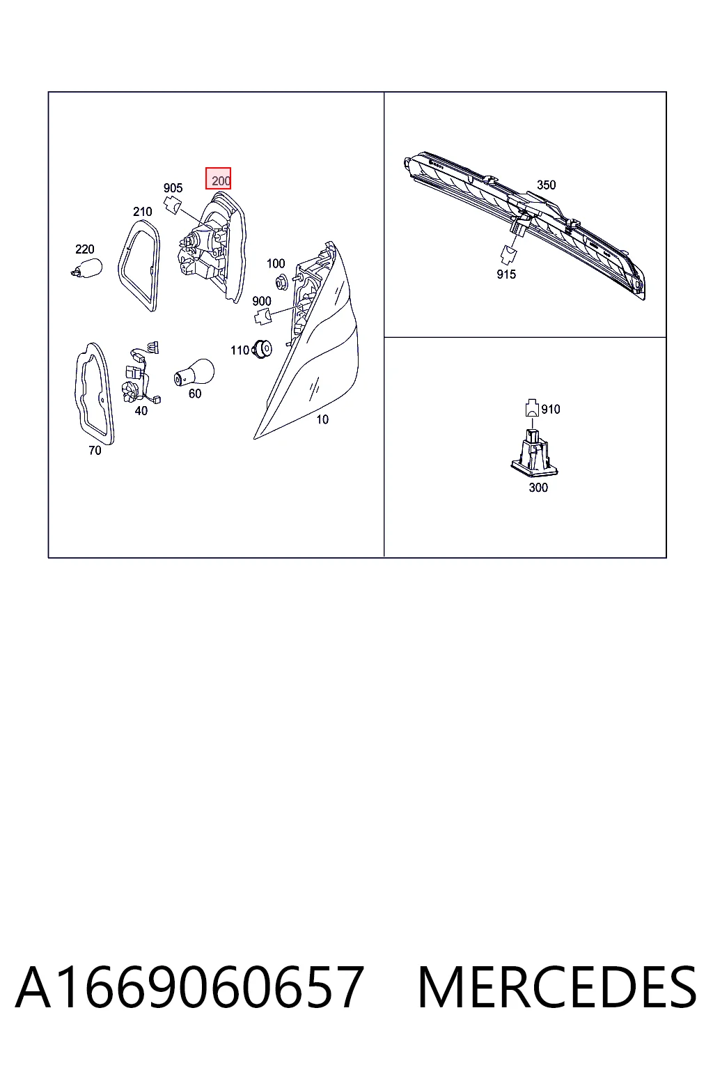 A1669060657 Mercedes Lanterna traseira direita interna