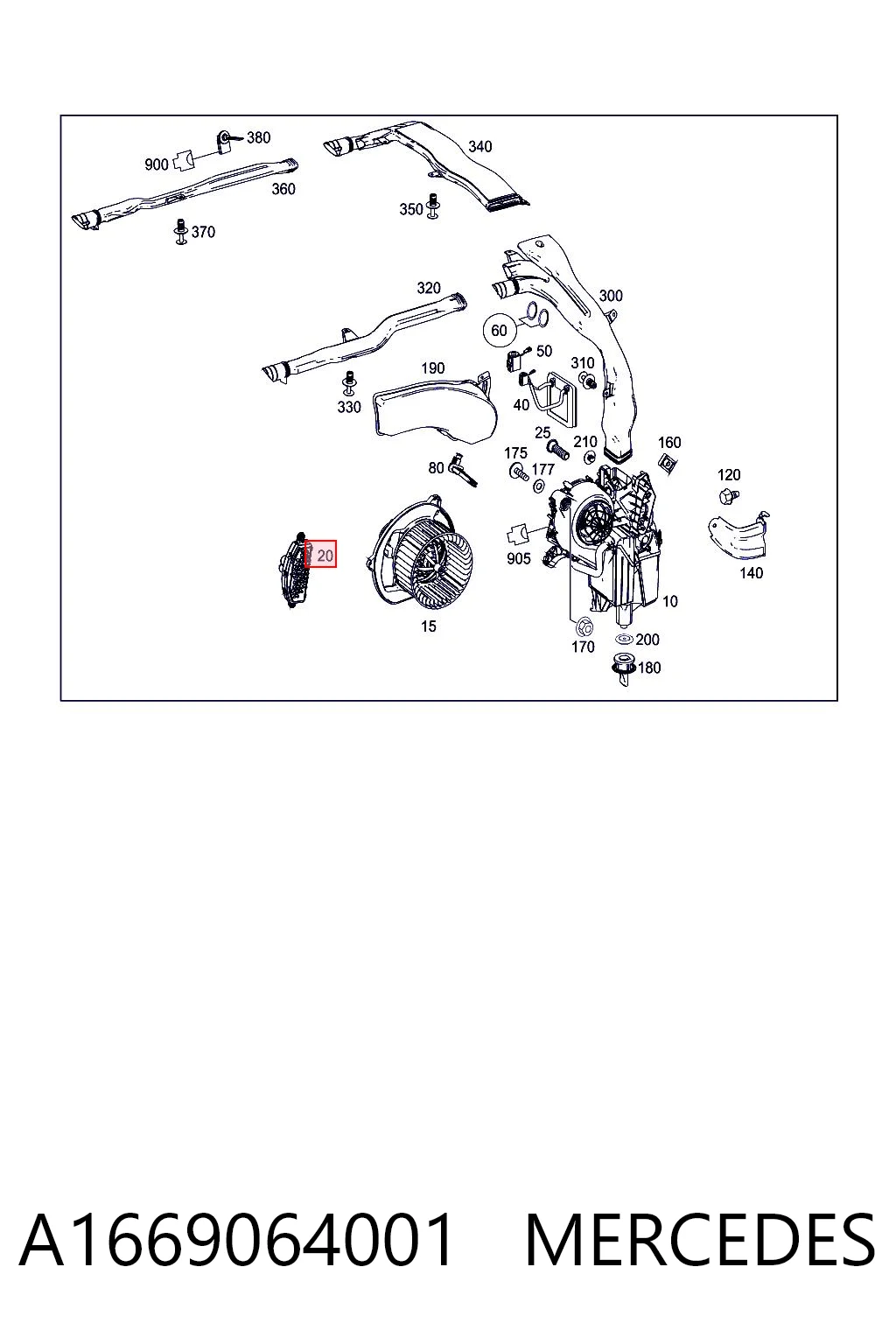 A1669064001 Mercedes Resistor (resistência) de ventilador de forno (de aquecedor de salão)