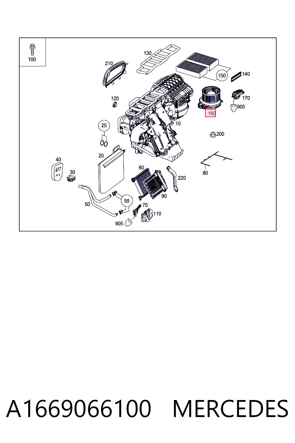 A1669066100 Mercedes Motor de ventilador de forno (de aquecedor de salão)